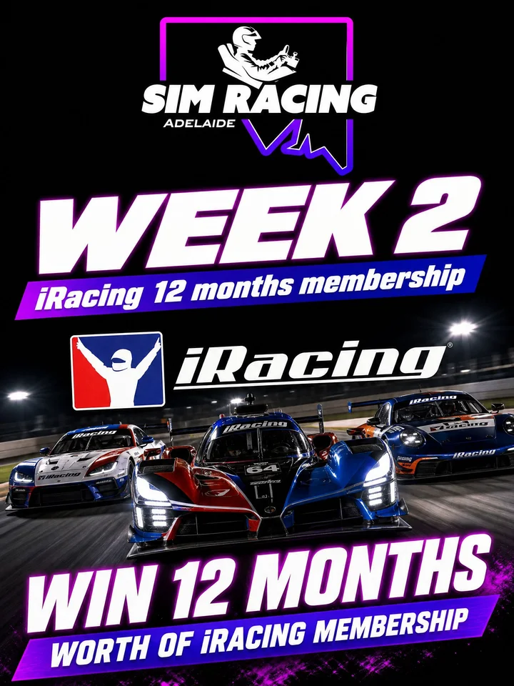 Week 2 prize, 12 months of iRacing membership